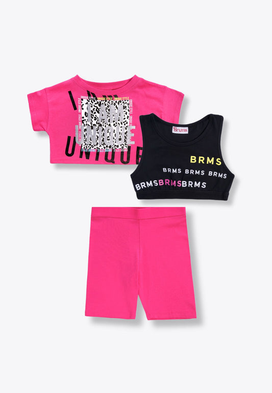 3-Piece Set with T-Shirt, Top and Cyclist