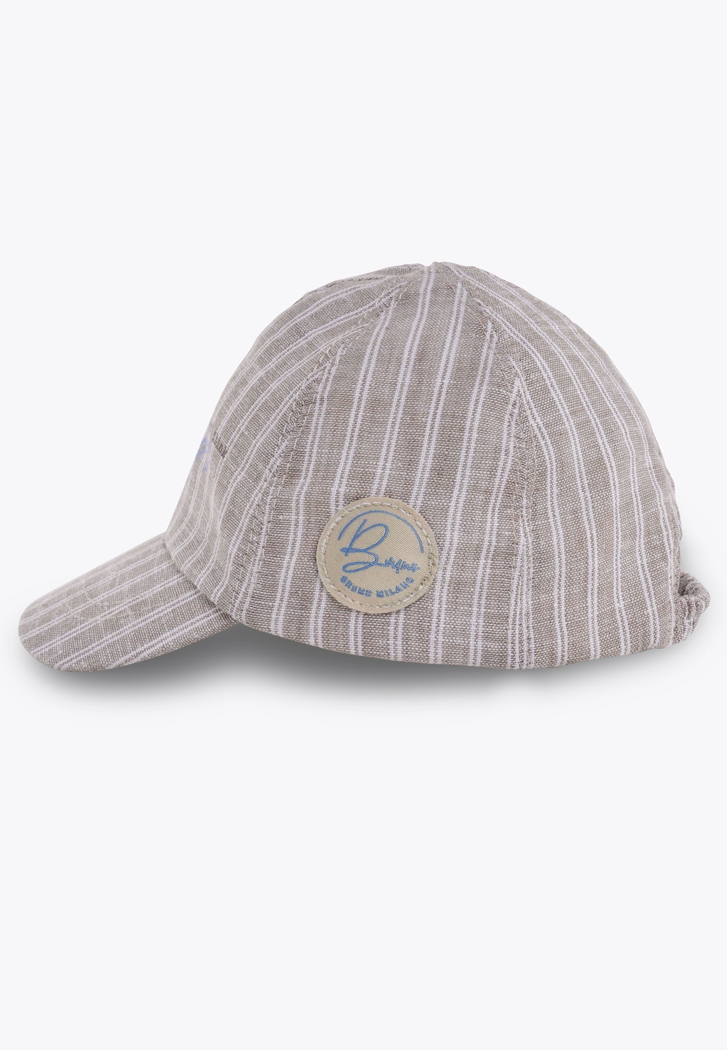 "Jockey" Hat in Striped Linen Blend
