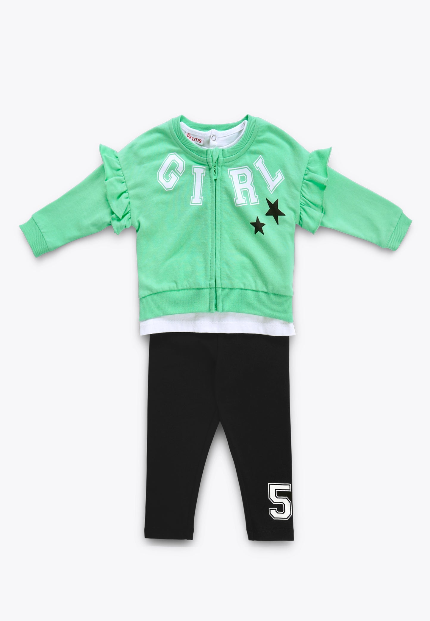 3-Piece Full Zip Tracksuit in Fleece with Leggings and T-Shirt
