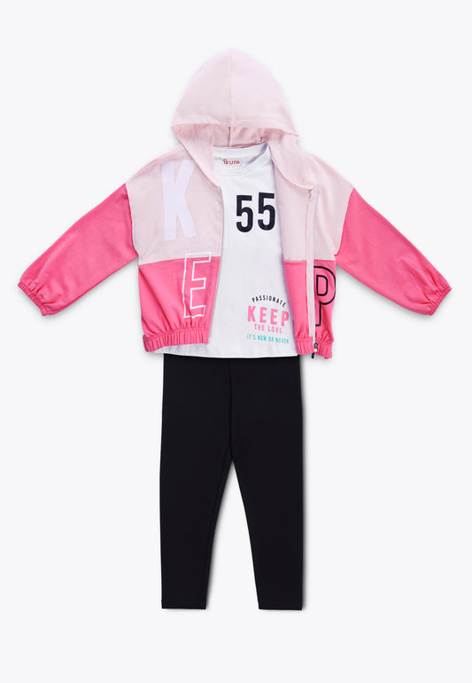 3 Piece Tracksuit with Top, Leggings and T-Shirt