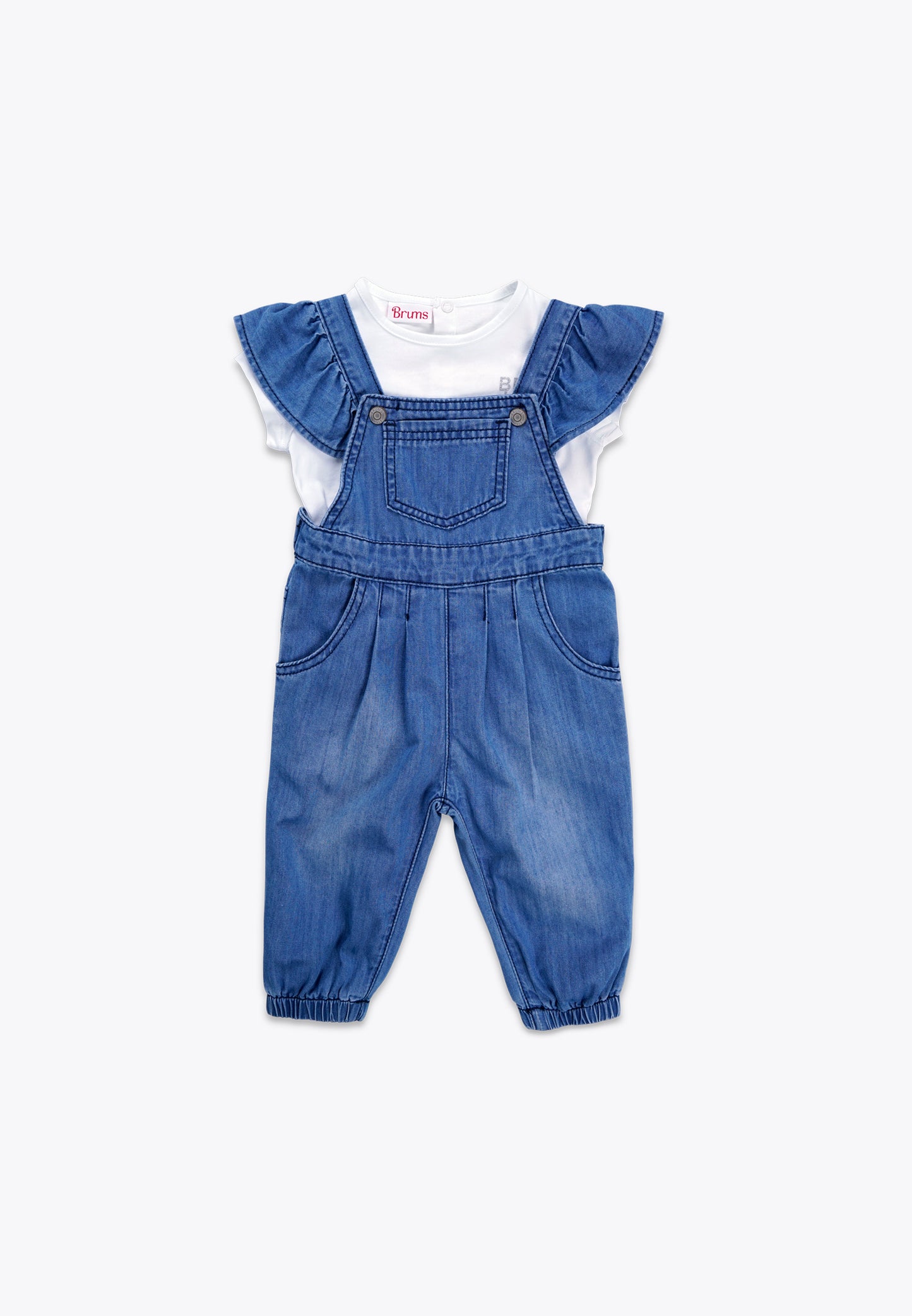 2-Piece Set with Light Denim Overalls and T-Shirt