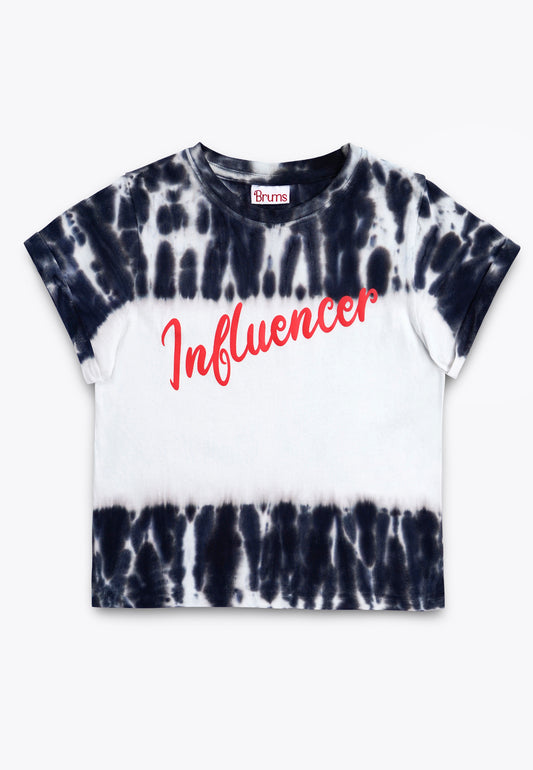 T-Shirt in Jersey Tie Dye con Stampa